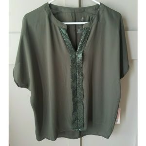 NWT Juicy Couture top green sequin accent sz sml